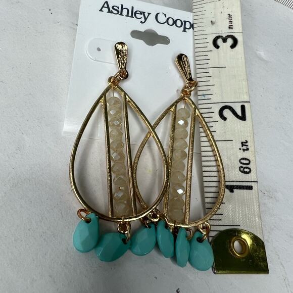 Ashley Cooper Dangle Crystal turquoise Earrings - Picture 5 of 8